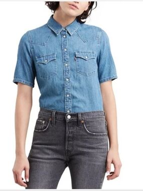 Levi's Women's Ultimate Short-Sleeve Western Shirt - XXL 100% Cotton